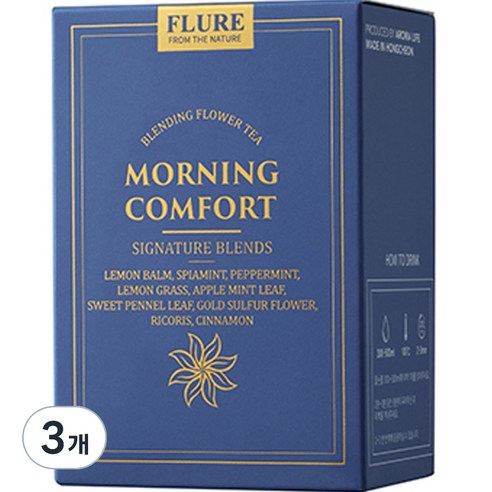 플루어 FLURE 프리미엄 블렌딩티 모닝컴포트 꽃차 삼각티백, 2g, 5개입, 3개
