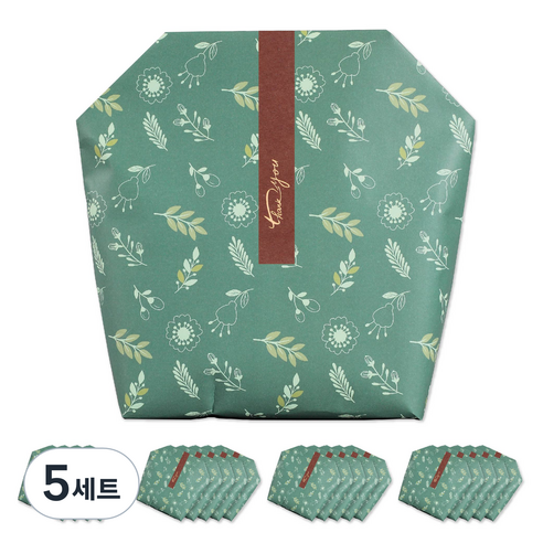 플라워가든 기프트백 그린 Large 20p + 띠스티커 브라운 20p 세트, 혼합색상, 5세트