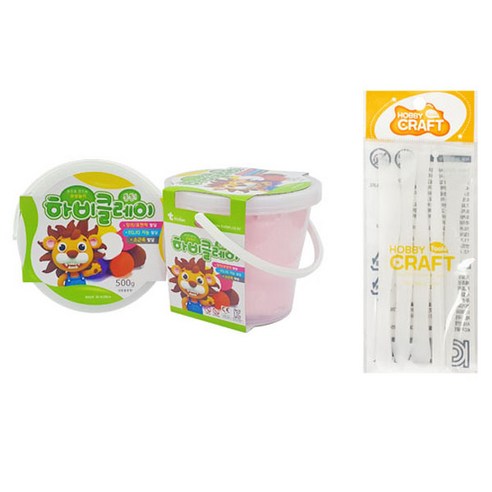 하비클레이 500g x 2p + 점토 도구 5종 세트, 연한핑크(클레이), 1개