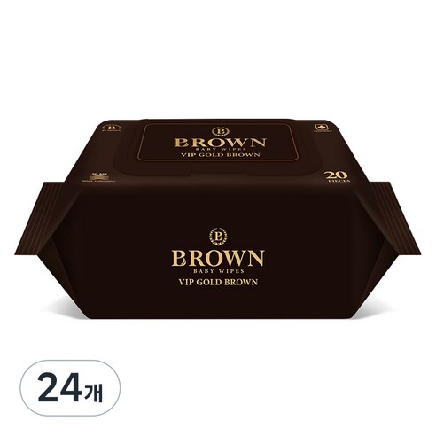 브라운 VIP 골드브라운 엠보싱 저자극 아기물티슈 캡형 77평량, 77g, 20매, 24개