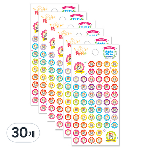쁘띠팬시 칭찬 베스트 영문쿠룸이 스티커 da5286 6p, 혼합 색상, 30개