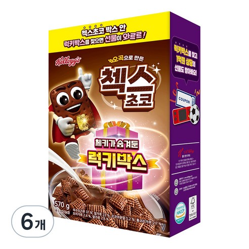 켈로그 오곡으로 만든 첵스 초코 시리얼, 570g, 6개