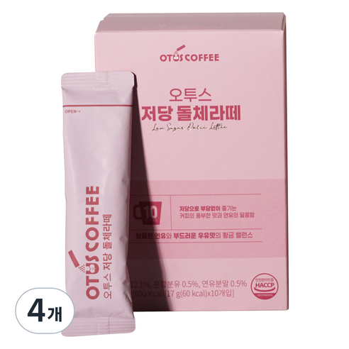 오투스커피 저당 돌체라떼, 4개, 10개입, 17g