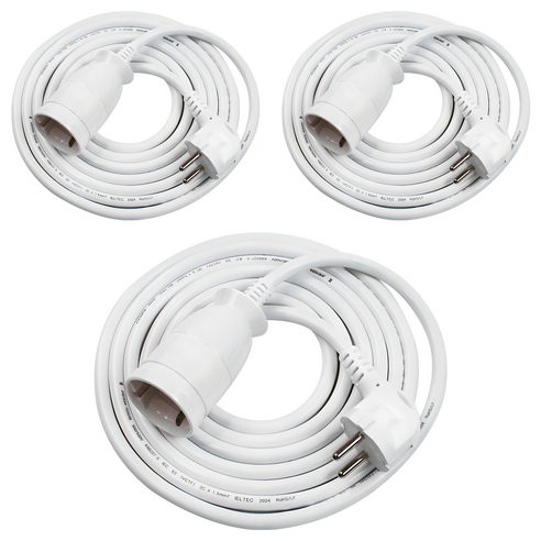 원스탑 고용량 이동형 연장코드선 1구 16A, 1.5m, 화이트, 3개