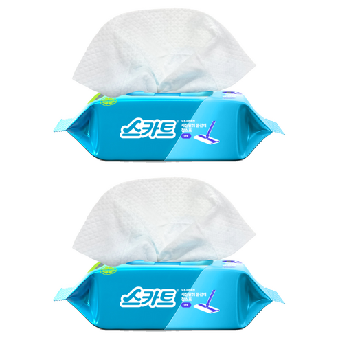 스카트 유한킴벌리 도톰 촉촉한 세정탈취 물걸레 청소포 대형 25매, 2개