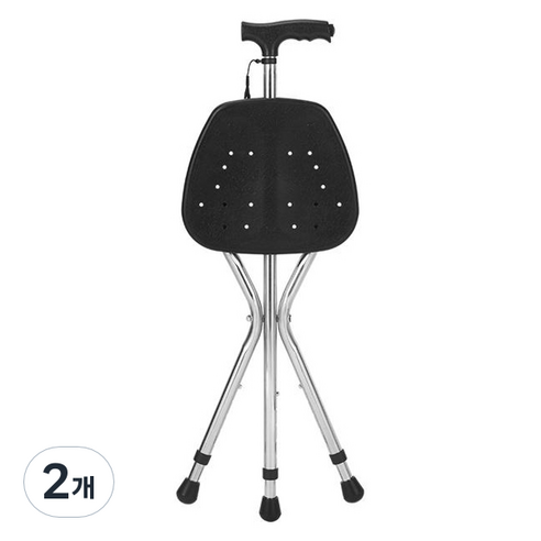 디페이브 솔리드 노인 LED 높이조절 지팡이 의자 블랙실버, 2개
