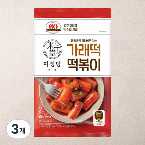 미정당 가래떡 떡볶이, 400g, 3개