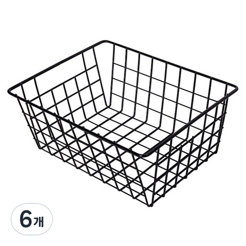 제이라이프 크립토 욕실 다용도 바구니 중형, 블랙, 6개