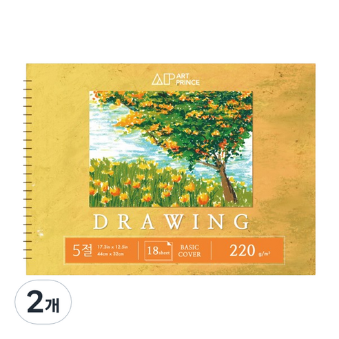 두성 아트프린스 드로잉 스프링 스케치북 220g D02, 5절, 18매, 2개