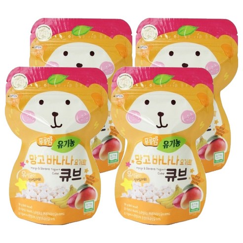 오가닉스토리 푸름맘 유기농 요거트 큐브 16g, 4개, 망고바나나