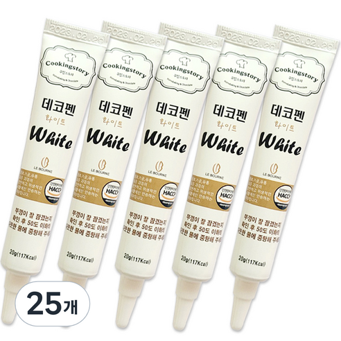 쿠킹스토리 데코펜 화이트, 20g, 25개