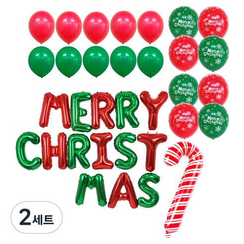 파티쇼 크리스마스 메시지 MERRY CHRISTMAS 케이스 풍선 세트, 크리스마스눈송이(풍선), 2세트