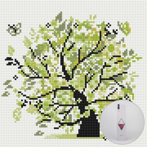 아트조이 DIY 보석 십자수 키트 25 x 25 cm, 그린 트리, 1개