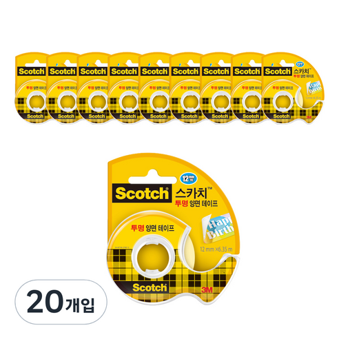 스카치 투명 양면 테이프 12mm x 6.35m, 20개