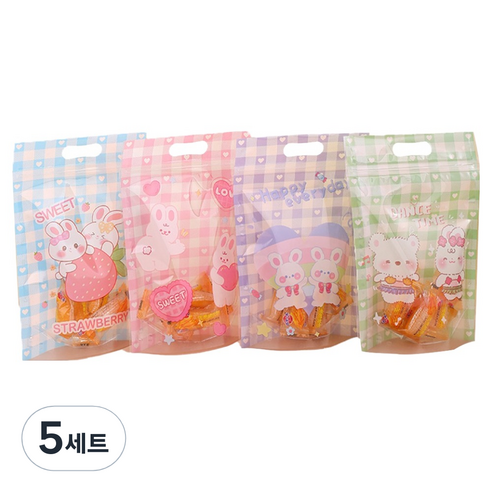 아트조이 구디백 스탠딩 지퍼백 간식봉투 4종 x 12p + 2p 랜덤발송 세트, 스윗 버니, 5세트