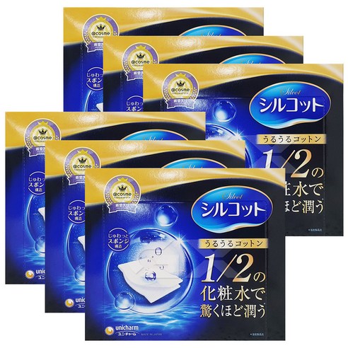 시루콧토 우루우루 화장솜, 40개입, 6개