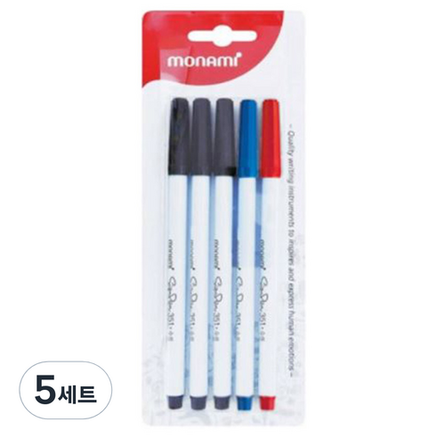 모나미 SP351 사인펜 혼합 5p 세트, 흑색, 청색, 적색, 5세트