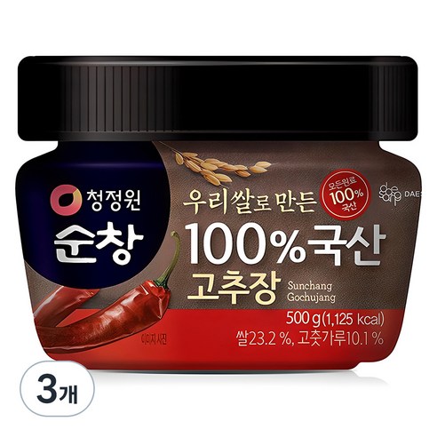 청정원순창 우리쌀 고추장, 500g, 3개