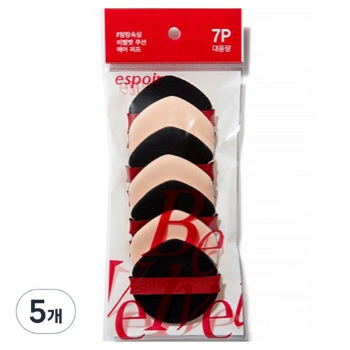 에스쁘아 비벨벳 에어 퍼프 7p, 혼합색상, 5개