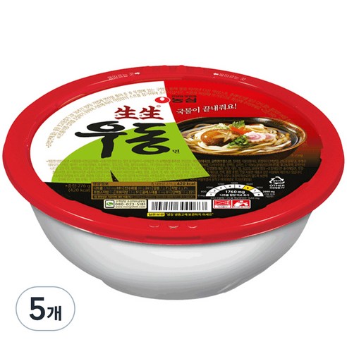 농심 생생우동용기, 276g, 5개