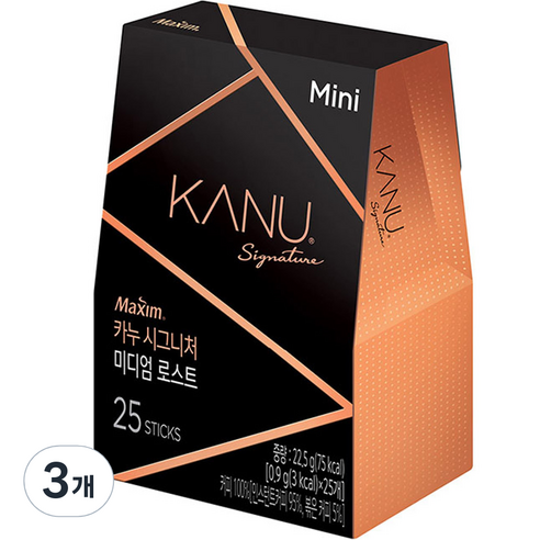 맥심 카누 시그니처 미디엄 로스트 미니 원두커피믹스, 0.9g, 25개입, 3개