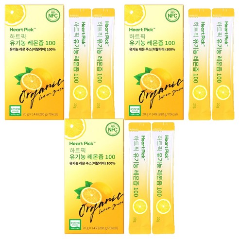 하트픽 유기농 레몬즙 100 14p, 280g, 3개