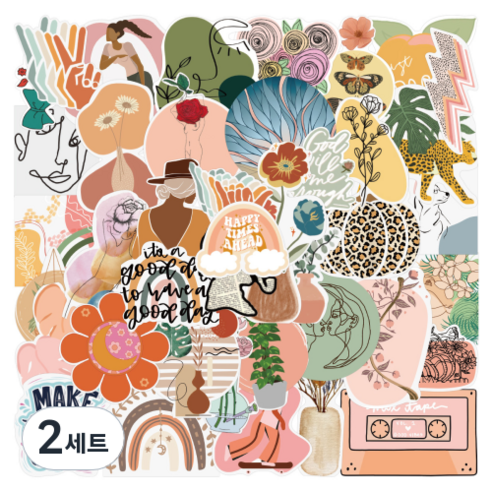 우밍스토어 노트북 꾸미기 감성 캐쥬얼 팬시 스티커 50p 세트 타입 6, 2세트