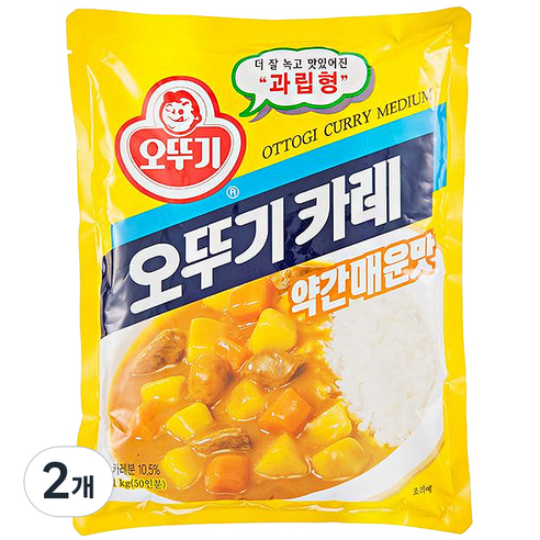 오뚜기 카레 과립형 약간매운맛, 1kg, 2개