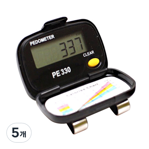 신우전자 3D 가속도 센서 만보계 PE330, 블랙, 5개