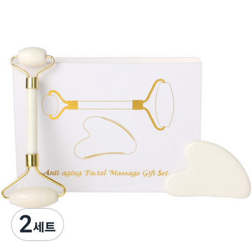 온클릭 백옥 마사지 롤러 + 괄사 세트, 혼합색상, 2세트