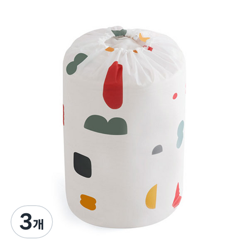 마켓감성 PEVA 원형 방수 옷이불 정리백 S, 기하학무늬, 3개