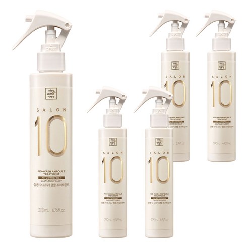미쟝센 살롱10 노워시 앰플 트리트먼트 극손상 모발용, 200ml, 5개