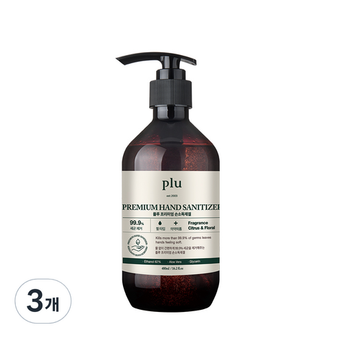 플루 프리미엄 손소독제겔, 480ml, 3개