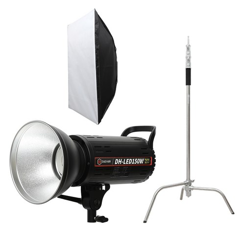 대한 방송 동영상 인물 사진 촬영 LED 조명 램프 썬빔 라이트 + 접이식 길이 조절 스탠드 + 지속광 사각 소프트박스 세트, 1세트, KIT-SUN10