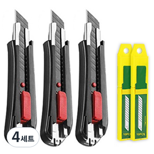 다다 SK5 대형 커터칼 3p + 칼날 20p, 블랙, 4세트