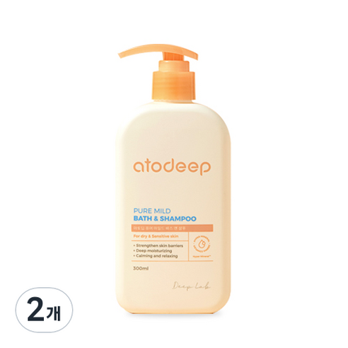아토딥 퓨어 마일드 바스 앤 샴푸, 300ml, 2개