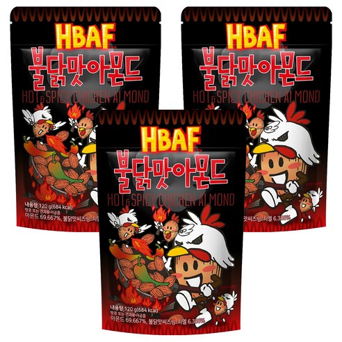 바프 불닭맛 아몬드, 120g, 3개