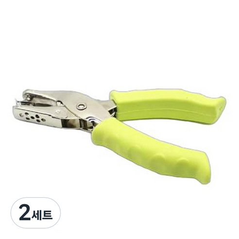 마다꾸미 컬러 핸드 1공 펀치 6mm, 연두, 2세트