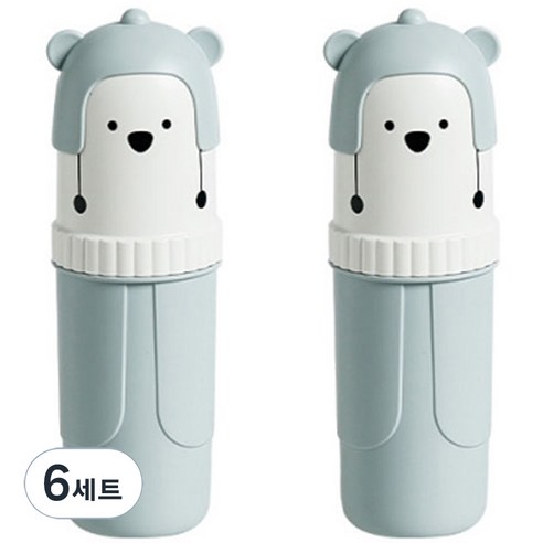 더자카 휴대용 곰돌이 칫솔케이스 2p, 6세트