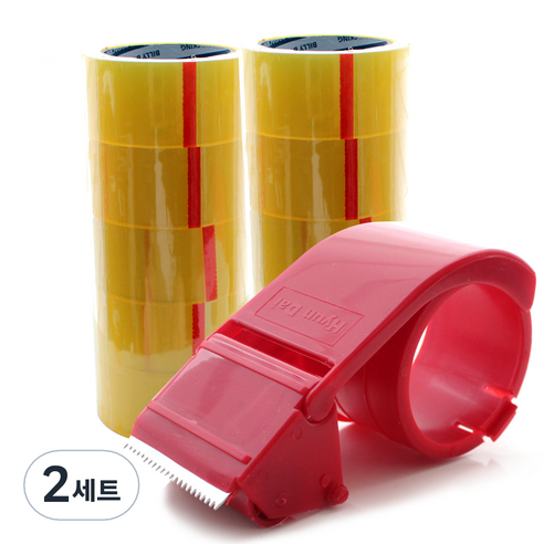 투명 박스테이프 중포장 50m x 10p + 테이프커터기, 2세트