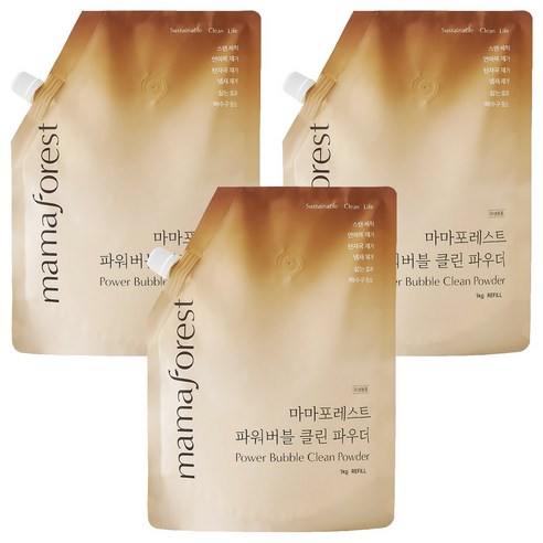 마마포레스트 파워버블 클린 파우더 세정제 리필, 1kg, 3개