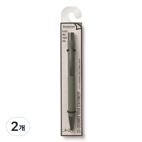 이프 블랙유성잉크 부카루 볼펜 0.7mm, 카키, 2개