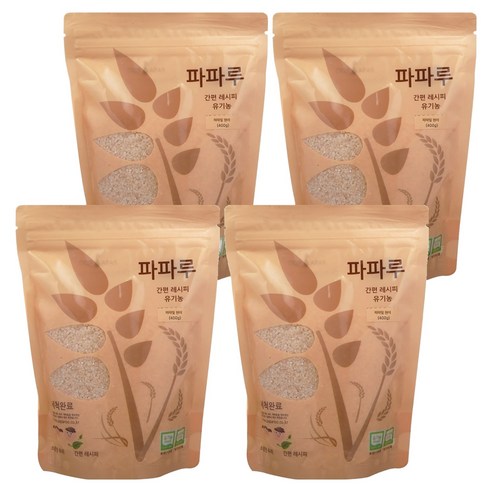 파파루 간편레시피 유기농 쌀가루 현미 굵은입자 이유식 후기, 400g, 4개
