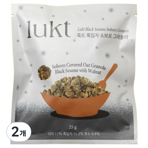 LUKT 흑임자 소보로 그래놀라, 25g, 2개