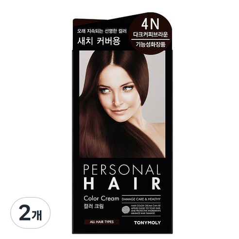 토니모리 퍼스널 헤어 컬러 크림, 4N 다크커피브라운, 2개