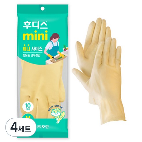 오런 후디스 고무장갑 미니 10P, 아이보리, 중(M), 4세트