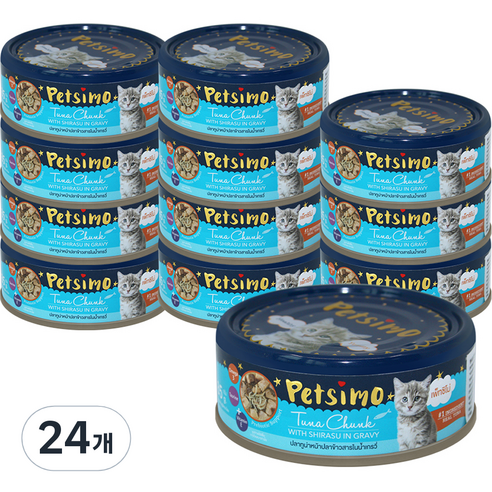 펫시모 캣 그레이비 캔 85g, 참치 + 치어 혼합맛, 24개