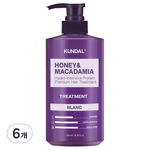 쿤달 허니 앤 마카다미아 헤어 트리트먼트 블랑향, 500ml, 6개