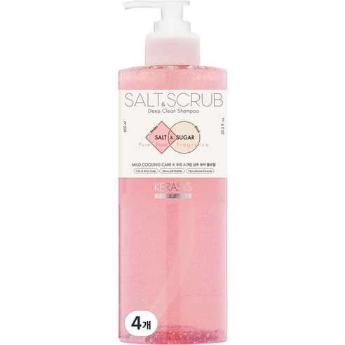 케라시스 두피 스크럽 소금 샴푸 퓨어 플로랄향, 600ml, 4개