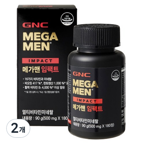 GNCMEGAMEN GNC 메가맨 임팩트 90g, 180정, 2개